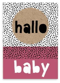 Pepermints Wenskaart Hallo baby (roze)