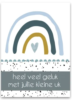 Pepermints Wenskaart Heel veel geluk met jullie kleine uk (regenboog blauw)