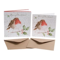 Wrendale Designs Kerstkaarten The Jolly Robin Set 8-delig