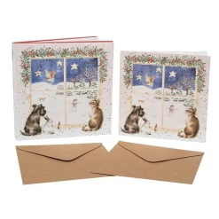 Wrendale Designs Kerstkaarten Joy to the world (Christmas Window) Set 8-delig